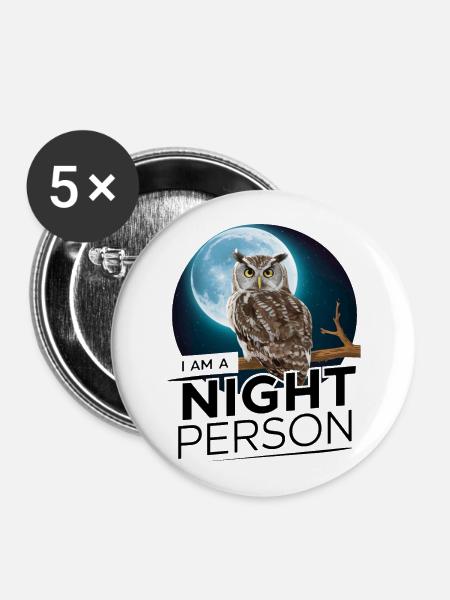 Ich bin ein Nachtmensch. - Buttons groß 56 mm (5er Pack) - Weiß