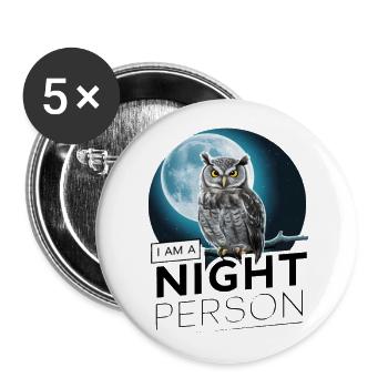 Ich bin ein Nachtmensch. - Buttons groß 56 mm (5er Pack) - Weiß - Vorne