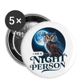 Ich bin ein Nachtmensch. - Buttons groß 56 mm (5er Pack) - Weiß - Vorne