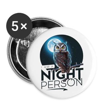 Ich bin ein Nachtmensch. - Buttons groß 56 mm (5er Pack) - Weiß - Vorne