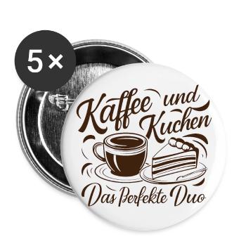 Café et gâteau – le duo parfait. - Lot de 5 grands badges (56 mm) - blanc - Devant