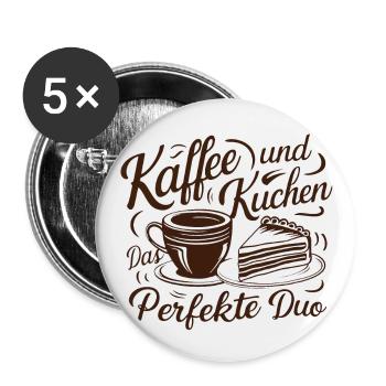 Café et gâteau – le duo parfait. - Lot de 5 grands badges (56 mm) - blanc - Devant
