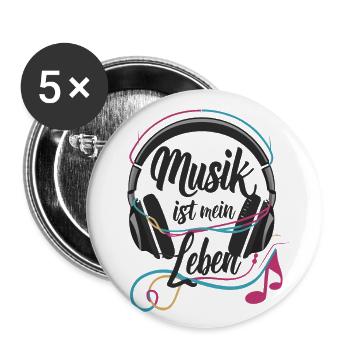 Musik ist mein Leben - Buttons groß 56 mm (5er Pack) - Weiß - Vorne