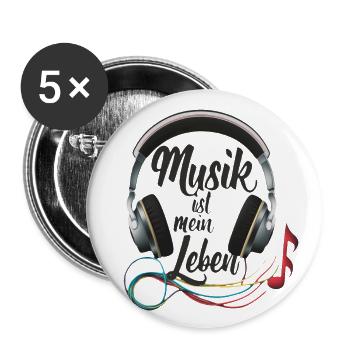 Musik ist mein Leben - Buttons groß 56 mm (5er Pack) - Weiß - Vorne
