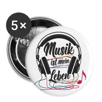 Musik ist mein Leben - Buttons groß 56 mm (5er Pack) - Weiß - Vorne