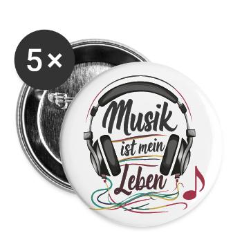 Musik ist mein Leben - Buttons groß 56 mm (5er Pack) - Weiß - Vorne