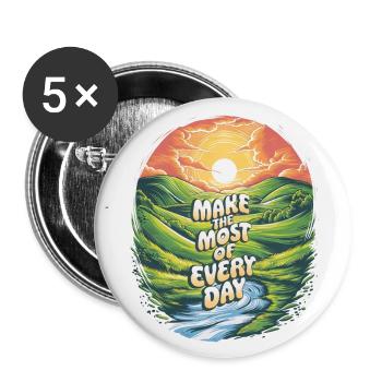 Profitez au maximum de chaque jour - Lot de 5 grands badges (56 mm) - blanc - Devant