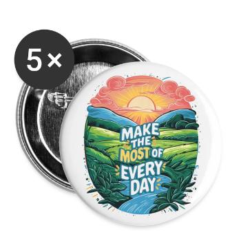 Profitez au maximum de chaque jour - Lot de 5 grands badges (56 mm) - blanc - Devant