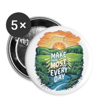 Profitez au maximum de chaque jour - Lot de 5 grands badges (56 mm) - blanc - Devant