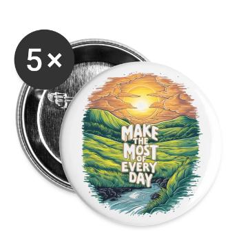 Profitez au maximum de chaque jour - Lot de 5 grands badges (56 mm) - blanc - Devant