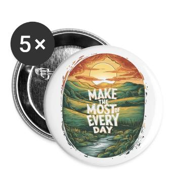 Profitez au maximum de chaque jour - Lot de 5 grands badges (56 mm) - blanc - Devant