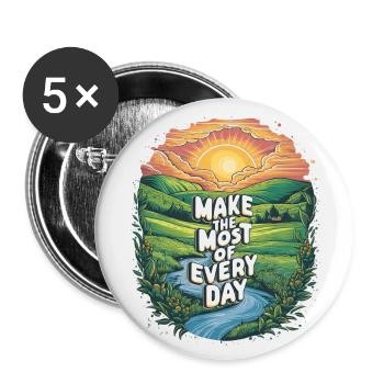 Profitez au maximum de chaque jour - Lot de 5 grands badges (56 mm) - blanc - Devant