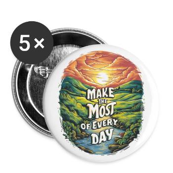 Profitez au maximum de chaque jour - Lot de 5 grands badges (56 mm) - blanc - Devant