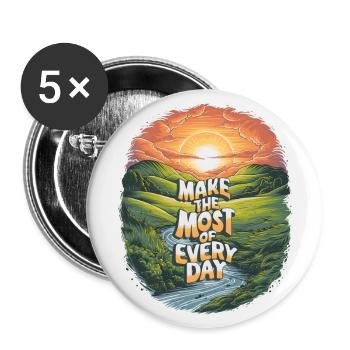 Profitez au maximum de chaque jour - Lot de 5 grands badges (56 mm) - blanc - Devant