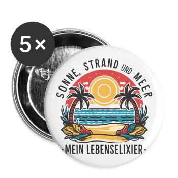 Sun, beach and sea - my elixir of life - Buttons large 2.2''/56 mm (5-pack) - white - Front