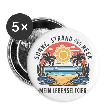 Sun, beach and sea - my elixir of life - Buttons large 2.2''/56 mm (5-pack) - white - Front