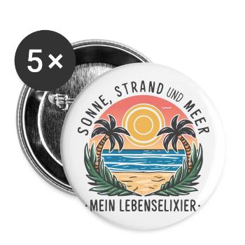 Sun, beach and sea - my elixir of life - Buttons large 2.2''/56 mm (5-pack) - white - Front