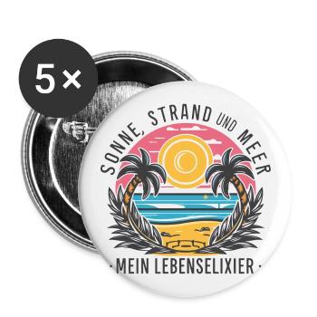 Sun, beach and sea - my elixir of life - Buttons large 2.2''/56 mm (5-pack) - white - Front