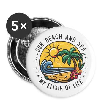 Sun, beach and sea - my elixir of life - Buttons large 2.2''/56 mm (5-pack) - white - Front