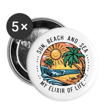 Sun, beach and sea - my elixir of life - Buttons large 2.2''/56 mm (5-pack) - white - Front