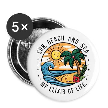 Sun, beach and sea - my elixir of life - Buttons large 2.2''/56 mm (5-pack) - white - Front