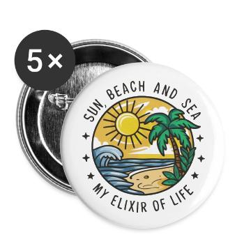 Sun, beach and sea - my elixir of life - Buttons large 2.2''/56 mm (5-pack) - white - Front