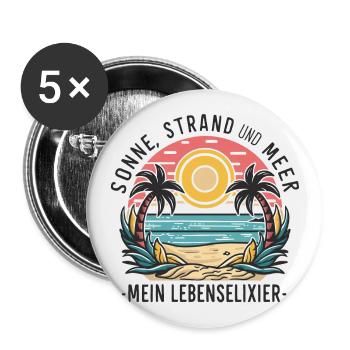 Sun, beach and sea - my elixir of life - Buttons large 2.2''/56 mm (5-pack) - white - Front