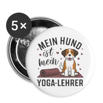 My dog is my yoga teacher - Buttons large 2.2''/56 mm (5-pack) - white - Front