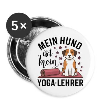 My dog is my yoga teacher - Buttons large 2.2''/56 mm (5-pack) - white - Front