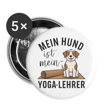 Mon chien est mon prof de yoga - Lot de 5 grands badges (56 mm) - blanc - Devant