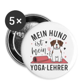 My dog is my yoga teacher - Buttons large 2.2''/56 mm (5-pack) - white - Front