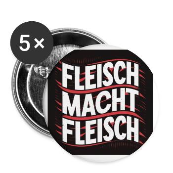 Fleisch macht Fleisch - Buttons groß 56 mm (5er Pack) - Weiß - Vorne