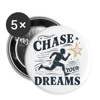 Verfolge deine Träume - Buttons groß 56 mm (5er Pack) - Weiß - Vorne