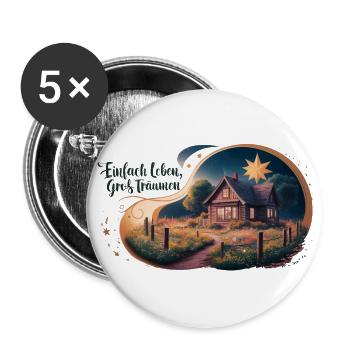 Vivre simplement, rêver grand - Lot de 5 grands badges (56 mm) - blanc - Devant