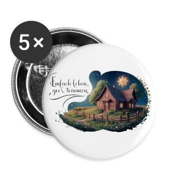 Einfach leben, groß Träumen - Buttons groß 56 mm (5er Pack) - Weiß - Vorne