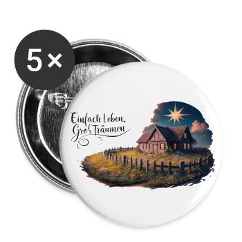 Vivre simplement, rêver grand - Lot de 5 grands badges (56 mm) - blanc - Devant