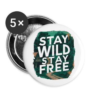 Bleib wild, bleib frei - Buttons groß 56 mm (5er Pack) - Weiß - Vorne