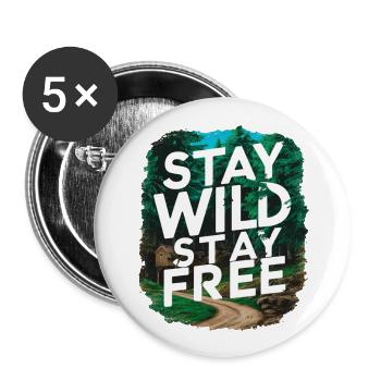 Bleib wild, bleib frei - Buttons groß 56 mm (5er Pack) - Weiß - Vorne