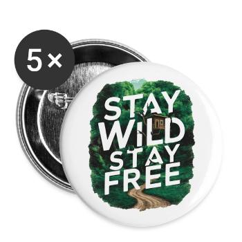 Bleib wild, bleib frei - Buttons groß 56 mm (5er Pack) - Weiß - Vorne