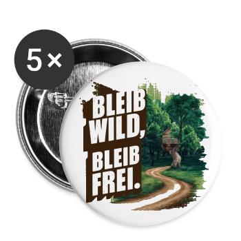 Bleib wild, bleib frei - Buttons groß 56 mm (5er Pack) - Weiß - Vorne