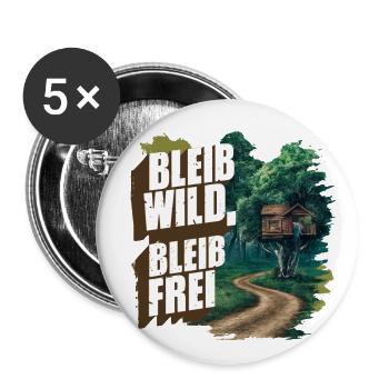Bleib wild, bleib frei - Buttons groß 56 mm (5er Pack) - Weiß - Vorne