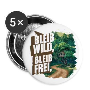 Bleib wild, bleib frei - Buttons groß 56 mm (5er Pack) - Weiß - Vorne