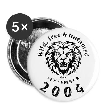 20. Geburtstag Wild, free & untamed since 09/2004 - Buttons groß 56 mm (5er Pack) - Weiß - Vorne