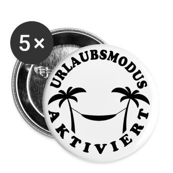 Palmen Hängematte - Urlaubsmodus aktiviert - Buttons groß 56 mm (5er Pack) - Weiß - Vorne