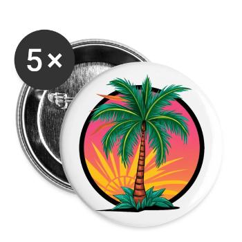 Tropical palm tree at sunset – holiday motif - Buttons large 2.2''/56 mm (5-pack) - white - Front