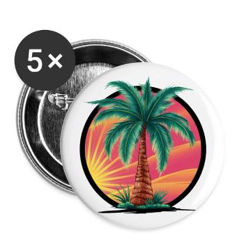 Tropical palm tree at sunset – holiday motif - Buttons large 2.2''/56 mm (5-pack) - white - Front