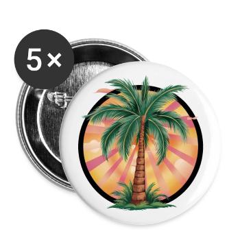 Tropical palm tree at sunset – holiday motif - Buttons large 2.2''/56 mm (5-pack) - white - Front