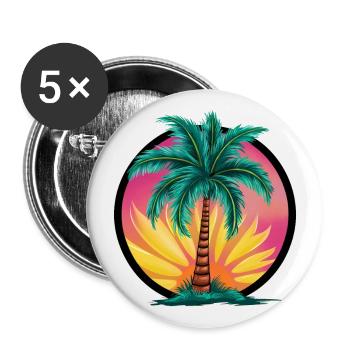 Tropical palm tree at sunset – holiday motif - Buttons large 2.2''/56 mm (5-pack) - white - Front