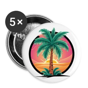 Tropical palm tree at sunset – holiday motif - Buttons large 2.2''/56 mm (5-pack) - white - Front