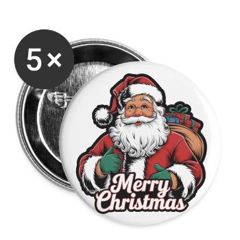 Santa Claus – Merry Christmas Illustration - Buttons large 2.2''/56 mm (5-pack) - white - Front